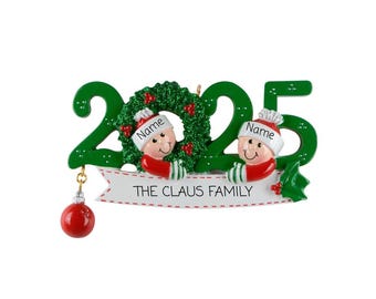 2025 Family of 2 Ornament // Personalized Christmas Ornament