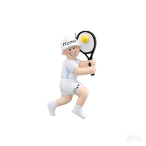 Tennis Personalized Christmas Ornament  // Tennis Player // Boy Playing Tennis // Tennis Team Gift with Name