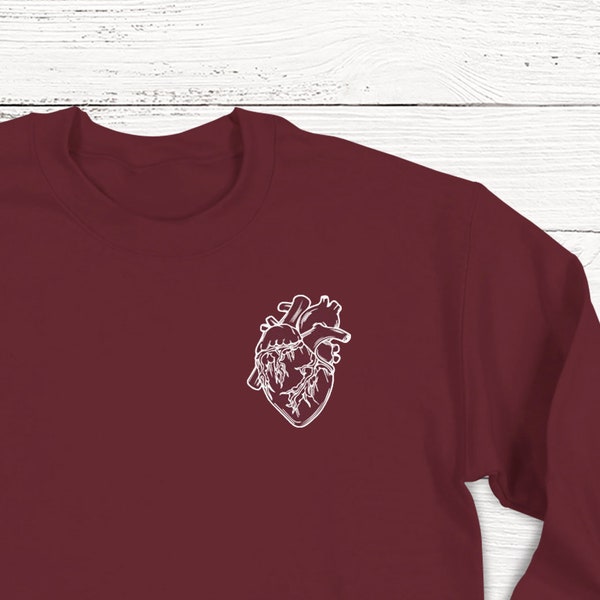 Heart Sweatshirt, Anatomical Heart, Doctor, Frontline, Nurse, Dr. House, Grey's Anatomy, Graphic Tshirt, Love, Ladie's Crewneck Shirt