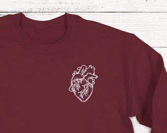 Heart Sweatshirt, Anatomical Heart, Doctor, Frontline, Nurse, Dr. House, Grey's Anatomy, Graphic Tshirt, Love, Ladie's Crewneck Shirt