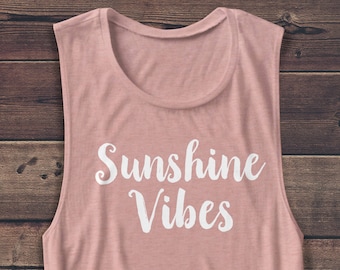 Sunshine Vibes Muscle Tank – Women's Flowy Graphic Tee