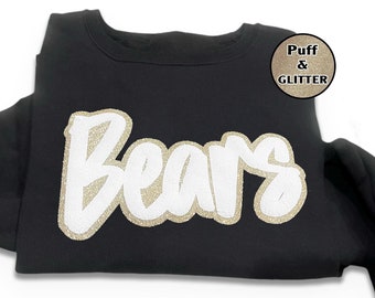 Custom Glitter Baseball Puff Print Team Sweatshirt, Personalized School Mascot, Softball, Game Day