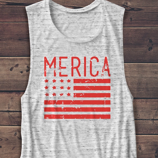 Women's 'Merica Flag Muscle Tank Top – 4th of July Tee