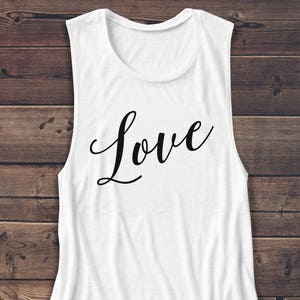 Love Tank Top, Valentine&#39;s Muscle Tee, Peace T-shirt, Women&#39;s Summer Tank, Workout Tank Top, Positive Tank Top