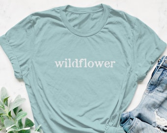 Camiseta de flores silvestres, cuello redondo para mujer, regalo para amantes de la naturaleza
