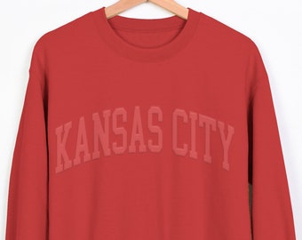 Kansas City Puff Sweatshirt, Kansas Sweatshirt, Sunday Funday, Sports Sweatshirt, Pullover Sweatshirt, Tailgate, Game Day, Retro Sweatshirt