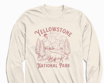 Yellowstone Park Long Sleeve T-shirt, Yellowstone T-shirt, Wildlife, Yellowstone National Park Shirt, Vintage Shirt, Camping Shirt