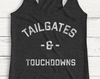 Achterklep en touchdowns Racerback-tanktop - Sunday Funday