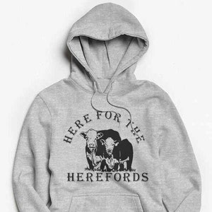 Here for the Herefords Hoodie, Western Hoodie, Men's Unisex Hoodie, Rodeo Hoodie, Cowboy Hoodie, Vintage, Retro, Gift, Funny