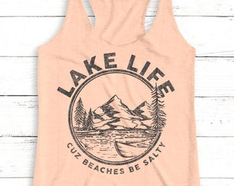 Lake Life Racerback Tank Top - Retro Camping Tee