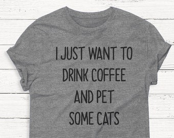 Coffee and Cats Graphic Tee – Funny Kitten Lover Shirt
