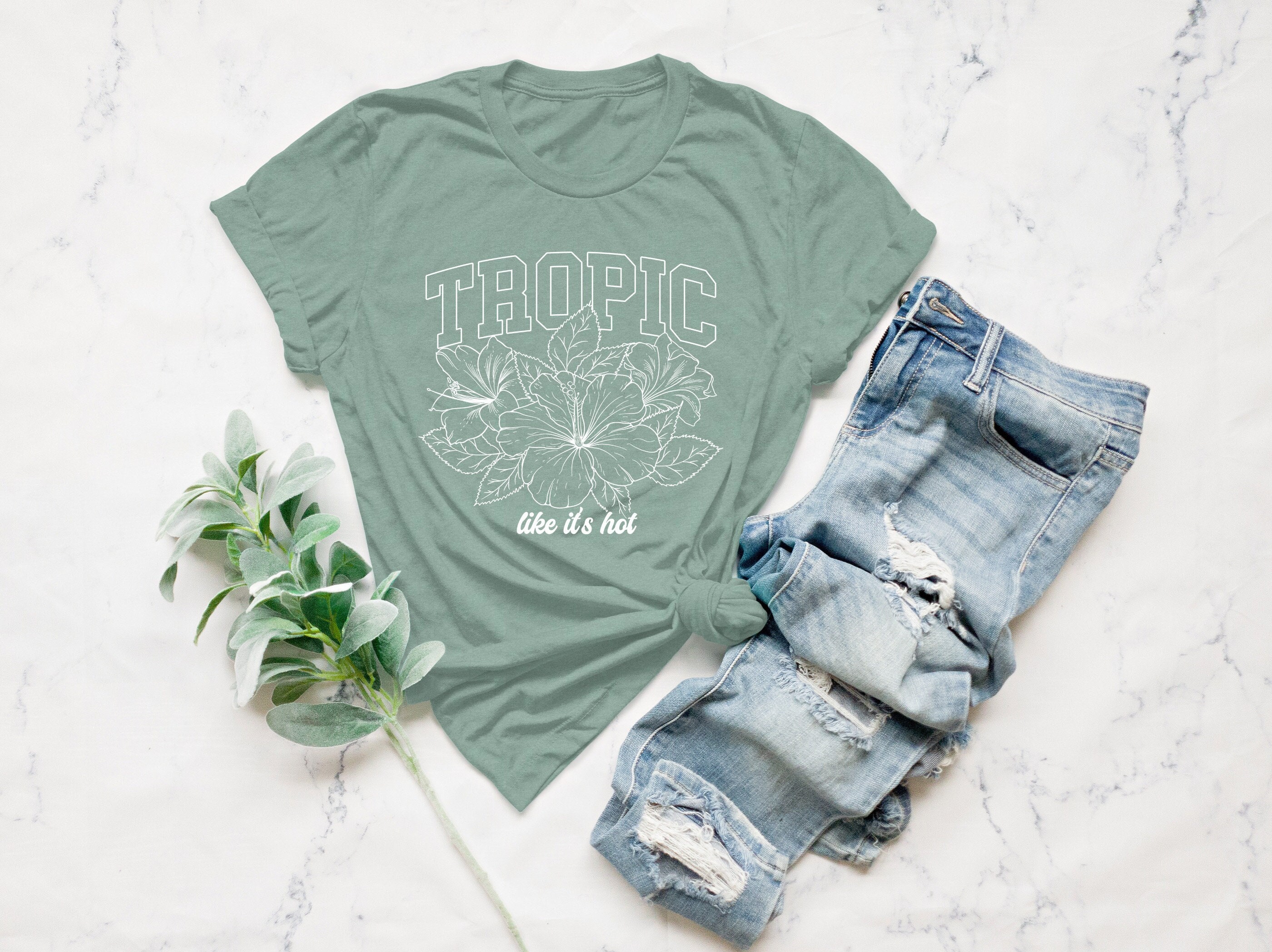 Tropic Like It's Hot Flower Shirt, Summer Vacation Tee - Etsy
