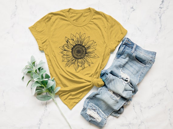 Sunflower Shirt, Ladies Unisex Crewneck Shirt, Flower, Plant, Peace, Love, 70's Shirt, Hippie, Cute Tshirt, Nature, Vintage, Retro, Gift