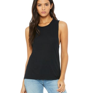 May include: A black sleeveless tank top with a relaxed fit. The tank top is made of a soft, comfortable fabric.