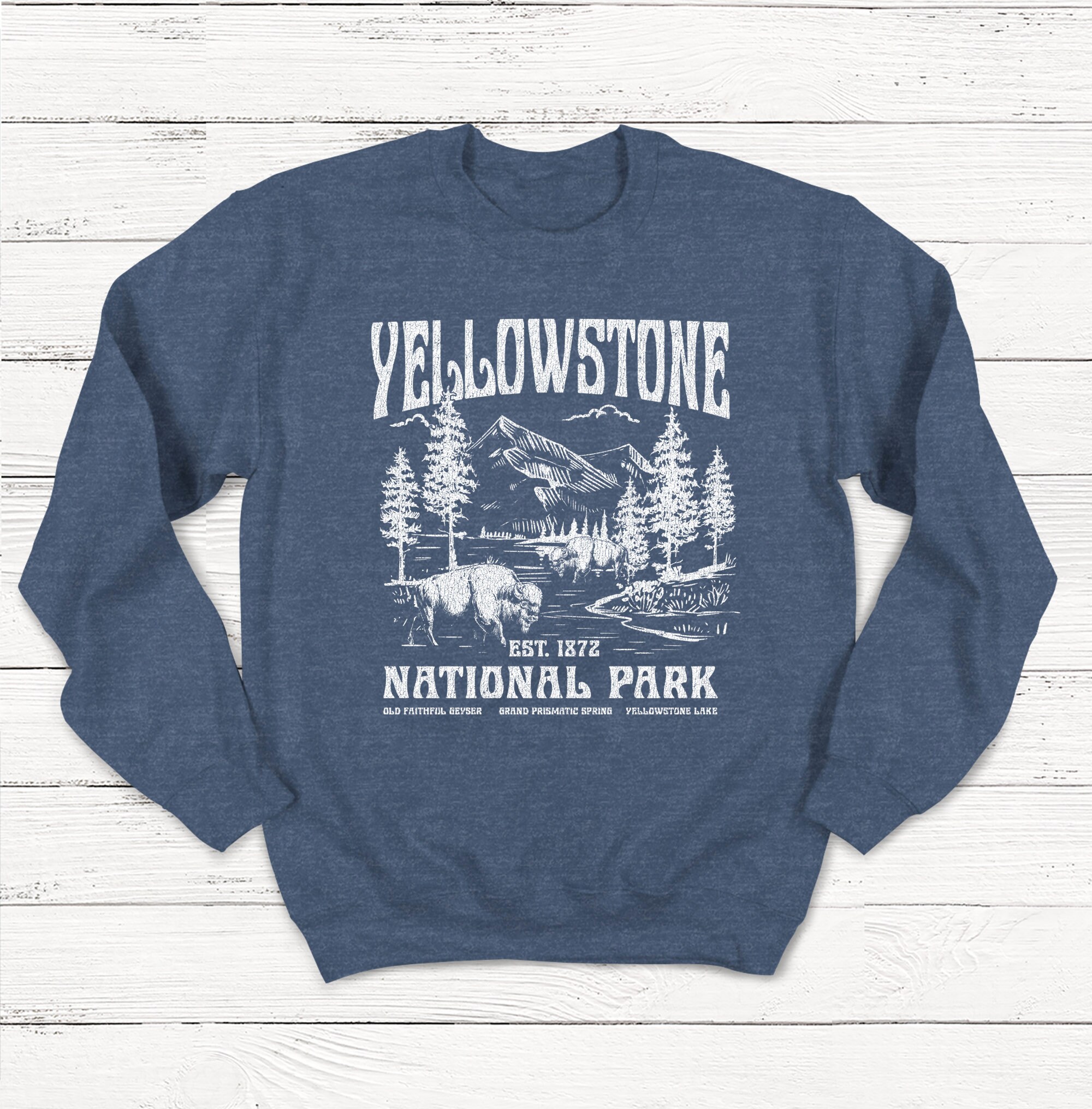 Sweat-shirt Yellowstone National Park - Col Rond, Manches Longues - Unisexe - NEUF