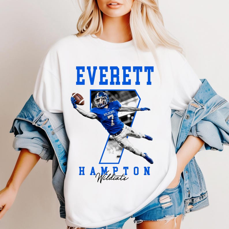 Custom Football Player Shirt, Personalized Photo Number Tee, Game Day Sports Shirt, Player Name, Football Gifts, Senior Night, Fanatics image 2