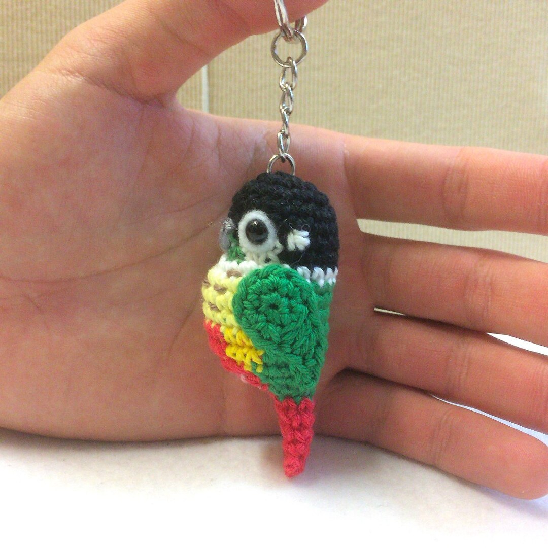 Miniature Amigurumi Crochet Greencheeked Parakeet/conure for Keyring/keychain/bag Charm
