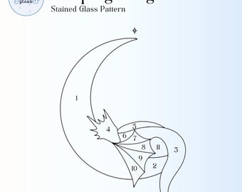Digital Pattern Sleeping Dragon | Stained Glass Pattern