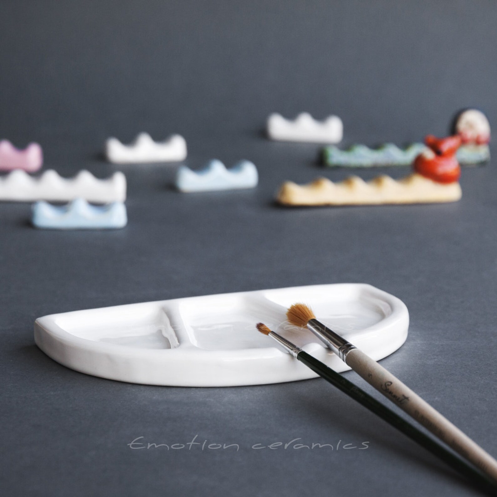 Ceramic Watercolor Mixing Paint Palette Handmade Ceramic Etsy