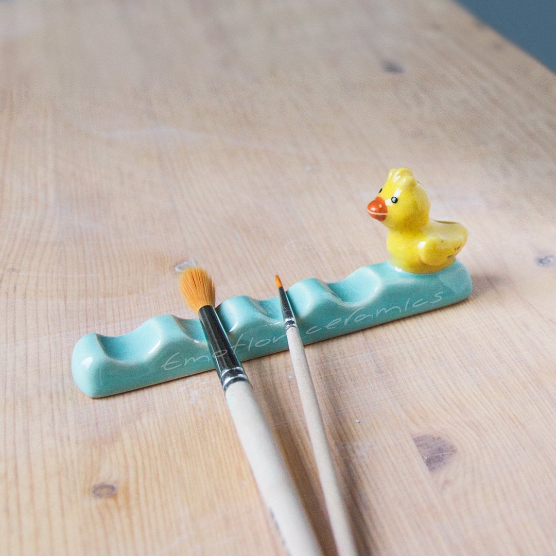 Duck ceramic brush holder paint brush rest art supplies Etsy