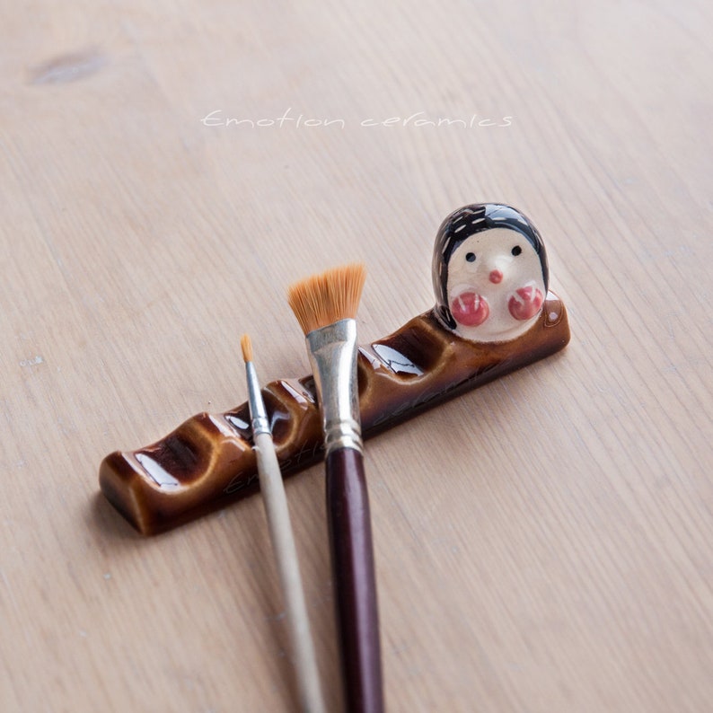 Ceramic brush rest hedgehog. Calligraphy pen Material. Paint Etsy