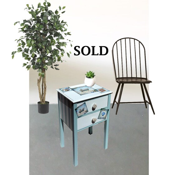 Sold Example Serenity Blue Shabby Chic Side End Accent Etsy