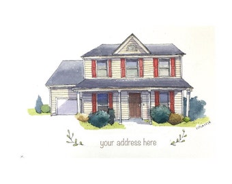 Custom house portrait, first anniversary, paper anniversary, anniversary gift, new home gift, housewarming gift, realtor gift
