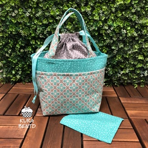 Bento Lunch Bag - Teal & Gray Celtic Knots
