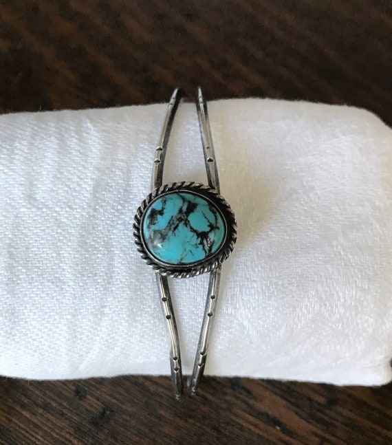 Turquoise & Sterling Silver Cuff Bracelet made in… - image 2