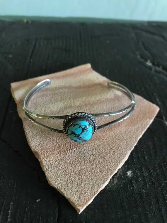 Turquoise & Sterling Silver Cuff Bracelet made in… - image 1