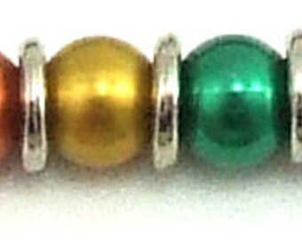 JY96-9 Rainbow Aluminum balls silver bracelet 9"