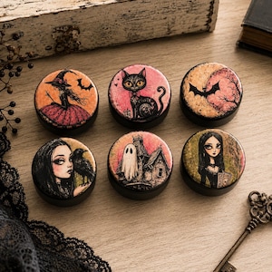 Halloween Cabinet Knobs - Handmade Wood Drawer Pulls   Furniture Refresh -Summerween
