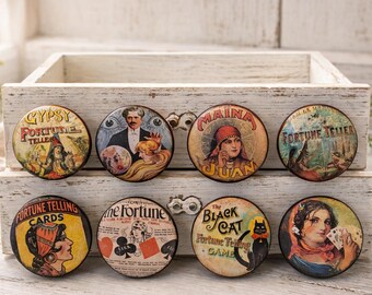 Knobs Set, Tarot Gypsy Drawer Pulls, Boho Mystical Decor, Witchy Furniture Knobs, Retro Halloween Hardware