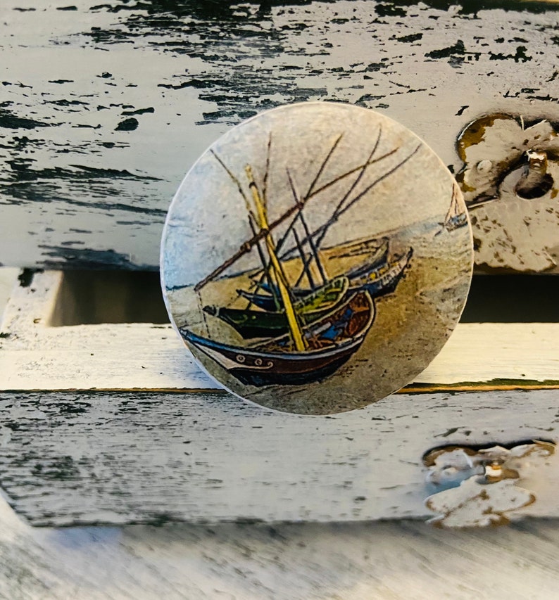 Van Gogh Art Theme Handmade Wood Cabinet Knobs Drawer Pulls Set of 6 image 8