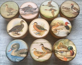 Mallard Duck Handmade Wood Cabinet Knobs, Cabin Decor Set