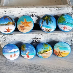 Coastal Beach Theme Handmade Cabinet Knobs Drawer Pulls Set of 8