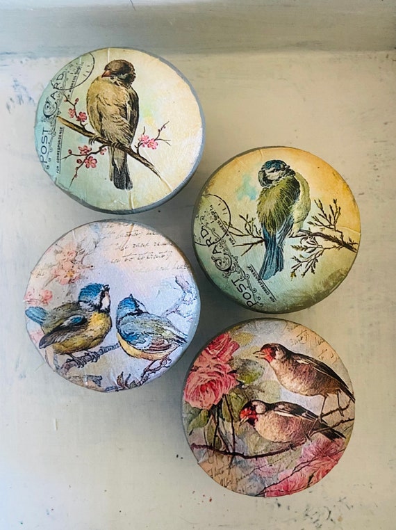 Shabby Vintage Bird Theme Cabinet Knobs Drawer Pulls Set of 4 - Etsy UK