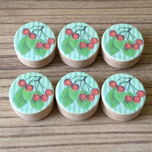 Cherry Fruit Kitschy Cabinet Knobs Handmade Wood  Drawer Pulls - Cherries