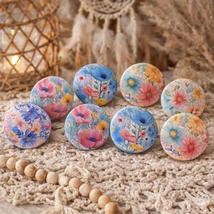 Flower Cabinet Knobs Handmade Wood Drawer Pulls