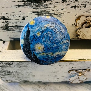 Van Gogh Art Theme Handmade Wood Cabinet Knobs Drawer Pulls Set of 6 image 5