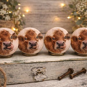 Cow Cabinet Knobs Handmade Farmhouse Wood Drawer Pulls