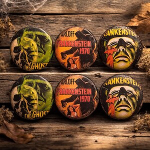 Vintage Horror Movie Cabinet Knobs – Frankenstein & Ghost Drawer Pulls – Gothic Halloween Furniture Hardware – Set of  Handmade Knobs