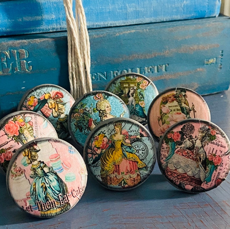 Shabby French Country Knobs Drawer Pulls Set of 8 Etsy