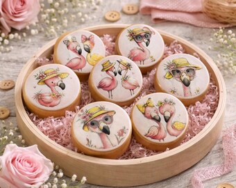 Flamingo Cabinet Knobs - Pink Flamingo Drawer Pulls, Cute Nursery Knobs, Coastal Cottage Decor, Wooden Dresser Handles