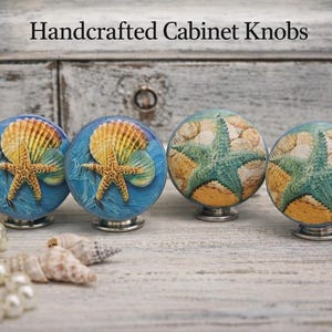 Coastal Starfish Cabinet Knobs, Beach Decor Drawer Pulls, Seashell Furniture Knobs, Ocean Themed Dresser Knobs, Nautical Coastal Home Decor