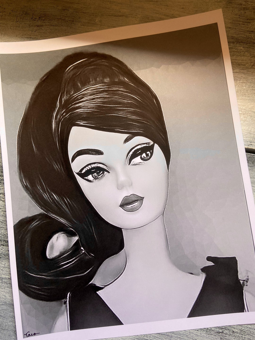 Retro Barbie Black & White Portrait Art Print 8x10 Silkstone Beauty ...