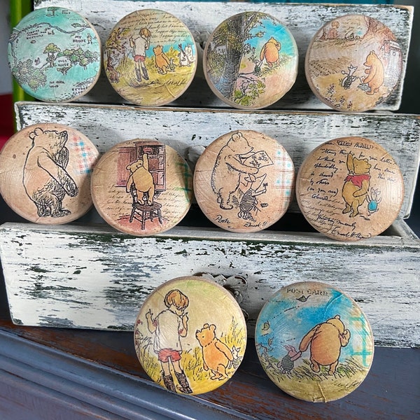 Winnie The Pooh Storyteller Cabinet Knobs Drawer Pulls Set of 10 - Handmade Vintage Theme