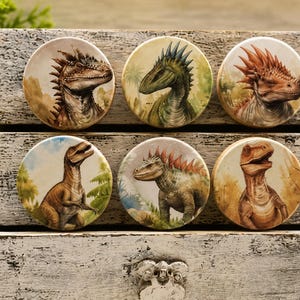 Dinosaur Cabinet Knobs - Handmade Wood Drawer Pulls Set - Furniture Refresh