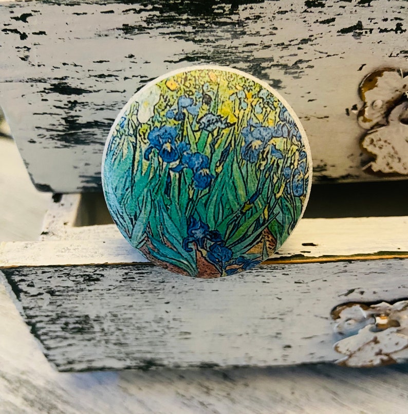 Van Gogh Art Theme Handmade Wood Cabinet Knobs Drawer Pulls Set of 6 image 6