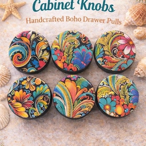 Colorful Paisley Cabinet Knobs – Handcrafted Boho Drawer Pulls